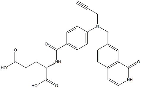 (S)-2-[4-[N-[(1,2-Dihydro-1-oxoisoquinolin)-7-ylmethyl]-N-(2-propynyl)amino]benzoylamino]glutaric acid 结构式