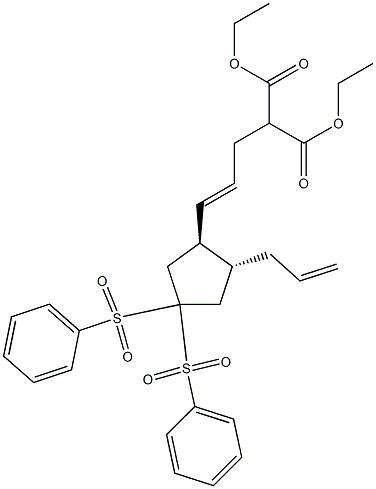 2-[3-[(3R,4R)-4-Allyl-1,1-bis(phenylsulfonyl)cyclopentan-3-yl]-2-propenyl]malonic acid diethyl ester 结构式