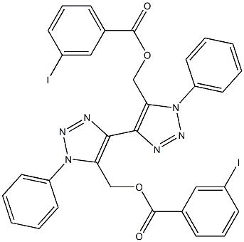 1,1'-Diphenyl-5,5'-bis[(3-iodobenzoyloxy)methyl]-4,4'-bi(1H-1,2,3-triazole) 结构式