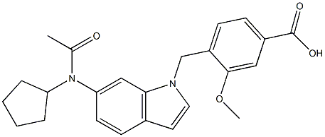 4-[6-(Cyclopentylacetylamino)-1H-indol-1-ylmethyl]-3-methoxybenzoic acid 结构式