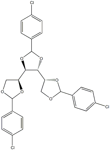 1-O,2-O:3-O,4-O:5-O,6-O-Tris(4-chlorobenzylidene)-D-glucitol 结构式