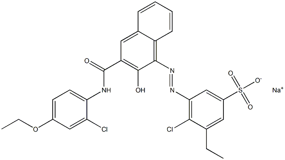 4-Chloro-3-ethyl-5-[[3-[[(2-chloro-4-ethoxyphenyl)amino]carbonyl]-2-hydroxy-1-naphtyl]azo]benzenesulfonic acid sodium salt 结构式