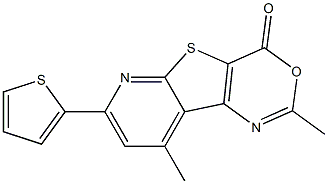 2,9-Dimethyl-7-(2-thienyl)-4H-pyrido[3',2':4,5]thieno[3,2-d][1,3]oxazin-4-one 结构式