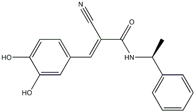 2-Cyano-3-(3,4-dihydroxyphenyl)-N-[(S)-1-phenylethyl]acrylamide 结构式