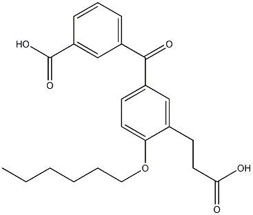 5-(3-Carboxybenzoyl)-2-hexyloxybenzenepropanoic acid 结构式