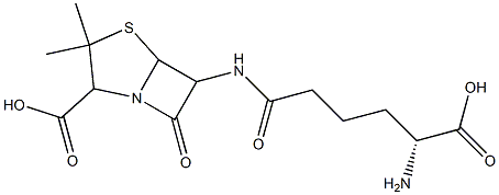 6-[(R)-5-Amino-5-carboxyvalerylamino]-3,3-dimethyl-7-oxo-4-thia-1-azabicyclo[3.2.0]heptane-2-carboxylic acid 结构式