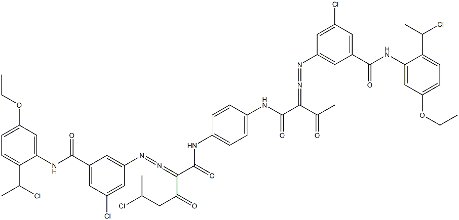 3,3'-[2-(1-Chloroethyl)-1,4-phenylenebis[iminocarbonyl(acetylmethylene)azo]]bis[N-[2-(1-chloroethyl)-5-ethoxyphenyl]-5-chlorobenzamide] 结构式