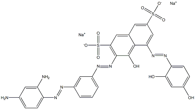 3-[[3-[(2,4-Diaminophenyl)azo]phenyl]azo]-4-hydroxy-5-[(2,4-dihydroxyphenyl)azo]naphthalene-2,7-disulfonic acid disodium salt 结构式