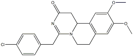 9,10-Dimethoxy-4-(4-chlorobenzyl)-1,6,7,11b-tetrahydro-2H-pyrimido[6,1-a]isoquinolin-2-one 结构式