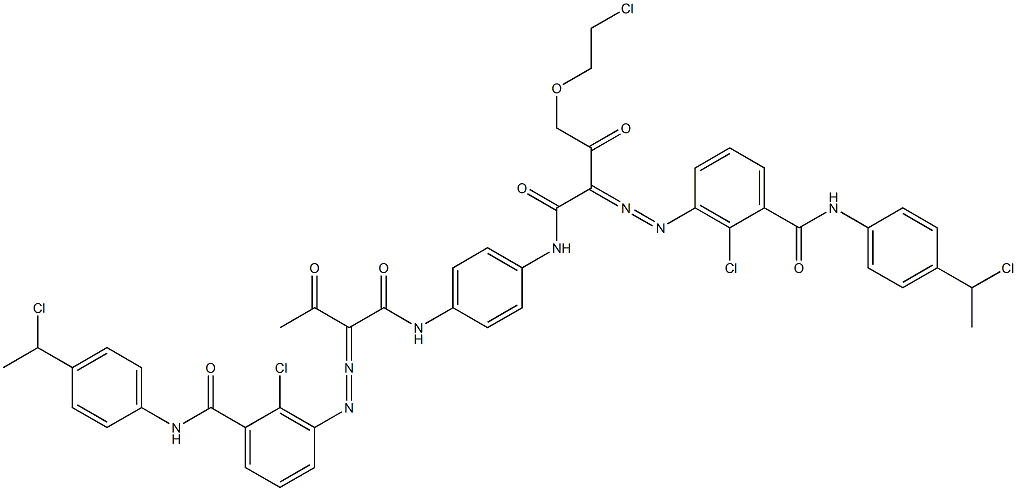 3,3'-[2-[(2-Chloroethyl)oxy]-1,4-phenylenebis[iminocarbonyl(acetylmethylene)azo]]bis[N-[4-(1-chloroethyl)phenyl]-2-chlorobenzamide] 结构式