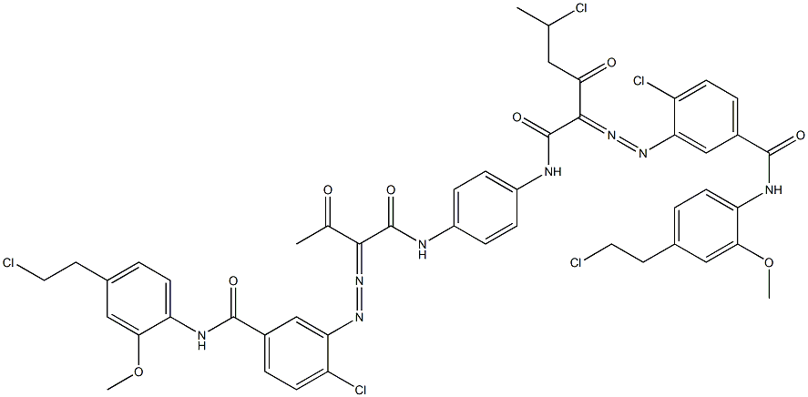 3,3'-[2-(1-Chloroethyl)-1,4-phenylenebis[iminocarbonyl(acetylmethylene)azo]]bis[N-[4-(2-chloroethyl)-2-methoxyphenyl]-4-chlorobenzamide] 结构式