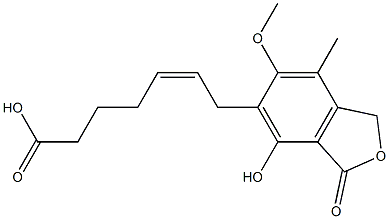 5-[(Z)-6-Carboxy-2-hexen-1-yl]-1,3-dihydro-4-hydroxy-6-methoxy-7-methylisobenzofuran-3-one 结构式