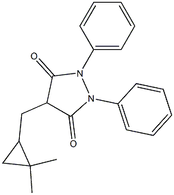 4-[(2,2-Dimethylcyclopropyl)methyl]-1,2-diphenyl-3,5-pyrazolidinedione 结构式