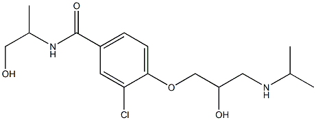 1-[4-[(2-Hydroxy-1-methylethyl)carbamoyl]-2-chlorophenoxy]-3-[isopropylamino]-2-propanol 结构式