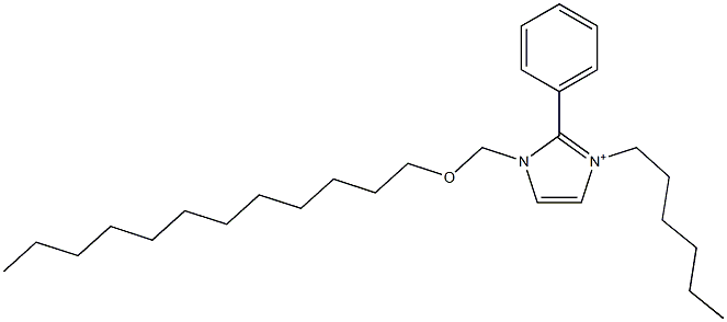 3-Hexyl-2-phenyl-1-[(dodecyloxy)methyl]-1H-imidazol-3-ium 结构式
