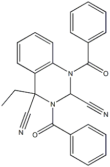 1,3-Dibenzoyl-4-ethyl-1,2,3,4-tetrahydroquinazoline-2,4-dicarbonitrile 结构式