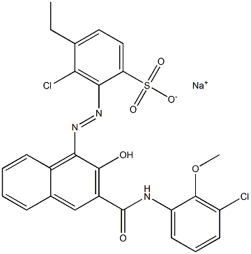 3-Chloro-4-ethyl-2-[[3-[[(3-chloro-2-methoxyphenyl)amino]carbonyl]-2-hydroxy-1-naphtyl]azo]benzenesulfonic acid sodium salt 结构式