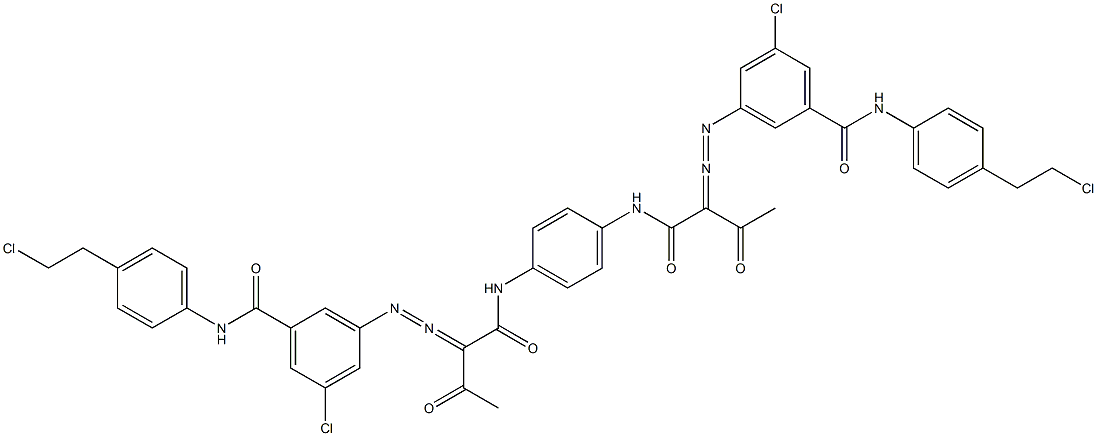 3,3'-[1,4-Phenylenebis[iminocarbonyl(acetylmethylene)azo]]bis[N-[4-(2-chloroethyl)phenyl]-5-chlorobenzamide] 结构式