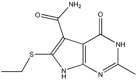 2-Methyl-6-(ethylthio)-4-oxo-3,4-dihydro-7H-pyrrolo[2,3-d]pyrimidine-5-carboxamide 结构式