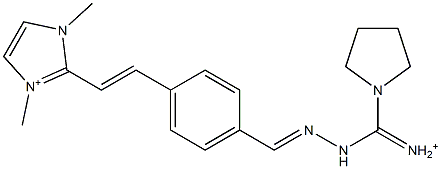 1,3-Dimethyl-2-[2-[4-[2-[iminio(1-pyrrolidinyl)methyl]hydrazonomethyl]phenyl]ethenyl]-1H-imidazol-3-ium 结构式