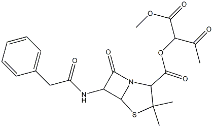 3,3-Dimethyl-7-oxo-6-(benzylcarbonylamino)-4-thia-1-azabicyclo[3.2.0]heptane-2-carboxylic acid 1-(methoxycarbonyl)-2-oxopropyl ester 结构式