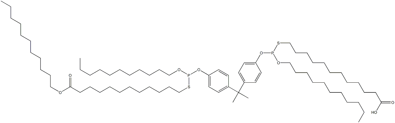 12,12'-[[Isopropylidenebis(4,1-phenyleneoxy)]bis[(undecyloxy)phosphinediylthio]]bis(dodecanoic acid undecyl) ester 结构式