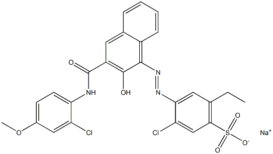 3-Chloro-6-ethyl-4-[[3-[[(2-chloro-4-methoxyphenyl)amino]carbonyl]-2-hydroxy-1-naphtyl]azo]benzenesulfonic acid sodium salt 结构式