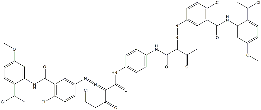 3,3'-[2-(Chloromethyl)-1,4-phenylenebis[iminocarbonyl(acetylmethylene)azo]]bis[N-[2-(1-chloroethyl)-5-methoxyphenyl]-6-chlorobenzamide] 结构式