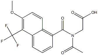 [N-Acetyl-N-[oxo[5-(trifluoromethyl)-6-methoxy-1-naphtyl]methyl]amino]acetic acid 结构式