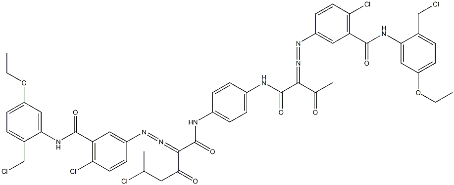 3,3'-[2-(1-Chloroethyl)-1,4-phenylenebis[iminocarbonyl(acetylmethylene)azo]]bis[N-[2-(chloromethyl)-5-ethoxyphenyl]-6-chlorobenzamide] 结构式