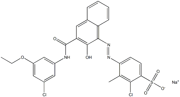 2-Chloro-3-methyl-4-[[3-[[(3-chloro-5-ethoxyphenyl)amino]carbonyl]-2-hydroxy-1-naphtyl]azo]benzenesulfonic acid sodium salt 结构式