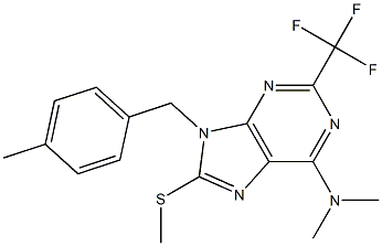 6-Dimethylamino-9-(4-methylbenzyl)-2-trifluoromethyl-8-methylthio-9H-purine 结构式