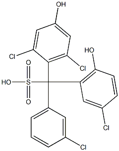 (3-Chlorophenyl)(3-chloro-6-hydroxyphenyl)(2,6-dichloro-4-hydroxyphenyl)methanesulfonic acid 结构式