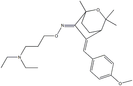 5-[4-Methoxybenzylidene]-1,3,3-trimethyl-2-oxabicyclo[2.2.2]octan-6-one O-[3-(diethylamino)propyl]oxime 结构式