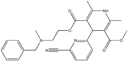 4-(6-Cyanopyridin-2-yl)-1,4-dihydro-2,6-dimethylpyridine-3,5-dicarboxylic acid 3-methyl 5-[2-(N-methyl-N-benzylamino)ethyl] ester 结构式