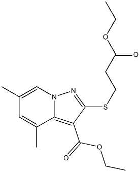 2-[[2-(Ethoxycarbonyl)ethyl]thio]-4,6-dimethylpyrazolo[1,5-a]pyridine-3-carboxylic acid ethyl ester 结构式