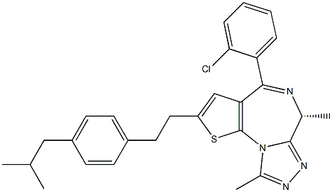 (6R)-4-(2-Chlorophenyl)-2-[2-[4-(2-methylpropyl)phenyl]ethyl]-6,9-dimethyl-6H-thieno[3,2-f][1,2,4]triazolo[4,3-a][1,4]diazepine 结构式