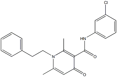 N-(3-Chlorophenyl)-1-phenethyl-2,6-dimethyl-4-oxo-1,4-dihydro-3-pyridinecarboxamide 结构式