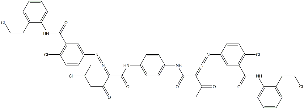 3,3'-[2-(1-Chloroethyl)-1,4-phenylenebis[iminocarbonyl(acetylmethylene)azo]]bis[N-[2-(2-chloroethyl)phenyl]-6-chlorobenzamide] 结构式