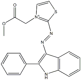 2-[(2-Phenyl-1H-indol-3-yl)azo]-3-(methoxycarbonylmethyl)thiazol-3-ium 结构式