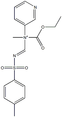 N-Ethoxycarbonyl-N-methyl-N-(4-methylphenylsulfonyliminomethyl)-3-pyridinaminium 结构式