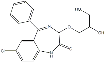 1,3-Dihydro-7-chloro-3-(2,3-dihydroxypropoxy)-5-phenyl-2H-1,4-benzodiazepin-2-one 结构式