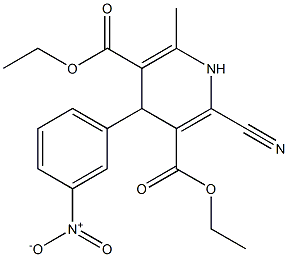 4-(3-Nitrophenyl)-2-cyano-6-methyl-1,4-dihydropyridine-3,5-dicarboxylic acid diethyl ester 结构式
