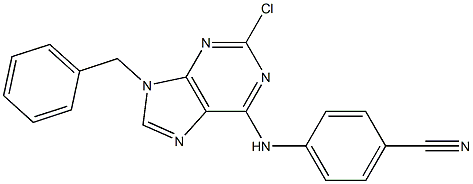 9-Benzyl-2-chloro-6-(4-cyanophenylamino)-9H-purine 结构式