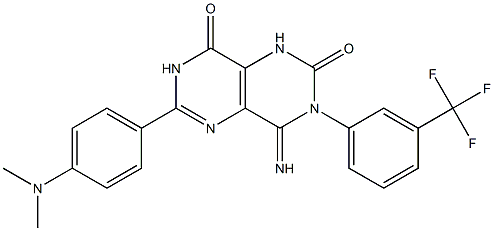 6-(4-(Dimethylamino)phenyl)-4-imino-3-(3-(trifluoromethyl)phenyl)-1,3,7-trihydro-5,7-diazaquinazoline-2,8-dione 结构式
