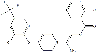 2-Amino-1-aza-2-(4-(3-chloro-5-(trifluoromethyl)(2-pyridyloxy))phenyl)vinyl 2-chloropyridine-3-carboxylate 结构式