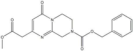 benzyl 2-(2-methoxy-2-oxoethyl)-4-oxo-6,7-dihydro-4H-pyrazino[1,2-a]pyrimidine-8(9H)-carboxylate 结构式