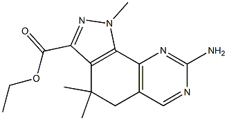 8-Amino-1,4,4-trimethyl-4,5-dihydro-1H-1,2,7,9-tetraaza-cyclopenta[a]naphthalene-3-carboxylic acid ethyl ester 结构式
