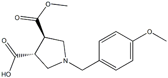 (trans)-1-(4-methoxybenzyl)-4-(methoxycarbonyl)pyrrolidine-3-carboxylic acid 结构式