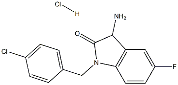 3-amino-1-(4-chlorobenzyl)-5-fluoro-1,3-dihydro-2H-indol-2-one hydrochloride 结构式